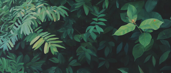 Poster - Exploring the diverse textures of rainforest canopy and lush green foliage