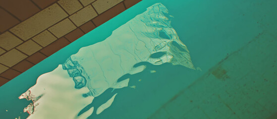 Poster - Reflective surfaces showcase distorted reflections in a serene aquatic setting