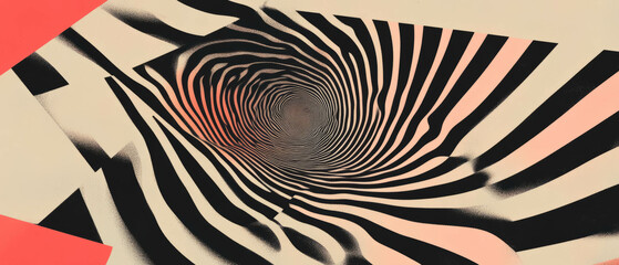 Poster - Exploration of repeating geometric patterns and distorted shapes in shifting perspectives