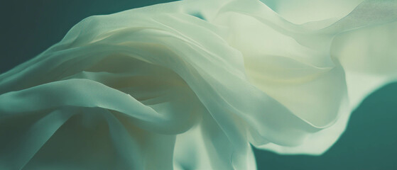 Fototapete - Intricate folds and textures of soft ribbon bows floating gracefully in the air