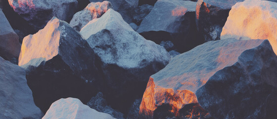 Aufkleber - Uniquely shaped rock formations displaying diverse textures under natural light