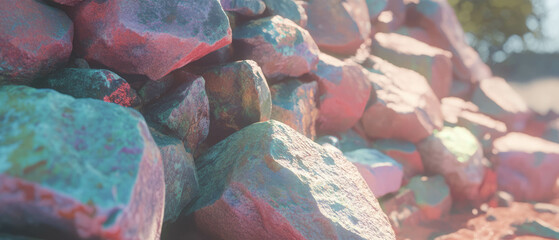 Poster - Textured rock wall showcasing varied colors and surfaces in a natural setting