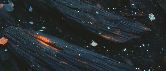 Aufkleber - Exploring the intricate textures of rotting wood with dark colors and contrasting shapes