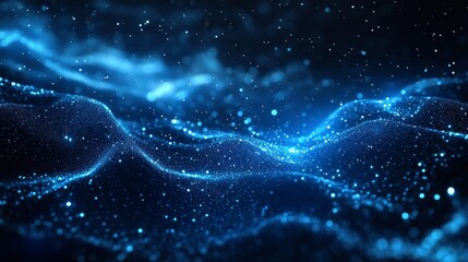 Poster - Abstract glowing wave lines. Abstract technology background with glowing network connections. Modern flowing wavy lines. Abstract blue tech. Futuristic business. Futuristic technology. High technology