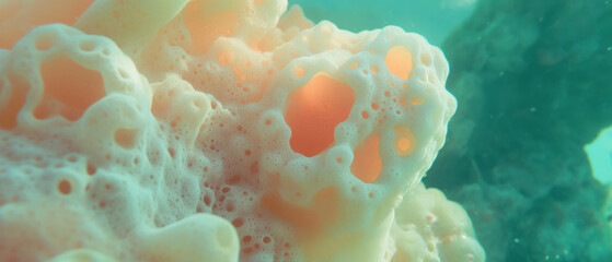 Poster - Exploring the intricate texture of sea sponge beneath the ocean surface