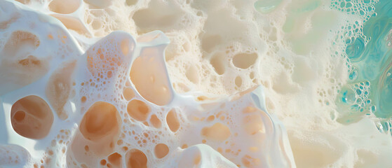 Poster - Soft, porous texture of a sea sponge reveals delicate patterns and hues in tranquil water setting