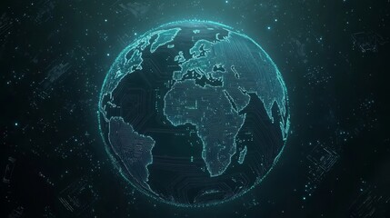 Poster - Abstract blue digital background with a global network and connectivity. Abstract technology. Abstract Network World. Glowing blue digital globe. Digital Earth. Global network. 