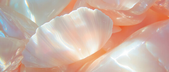 Aufkleber - Discovering the delicate beauty of seashell textures and pearly surfaces in nature