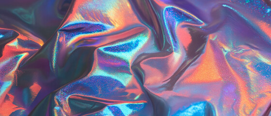 Aufkleber - Vibrant abstract shapes on shiny nylon surface reflecting light in bold colors