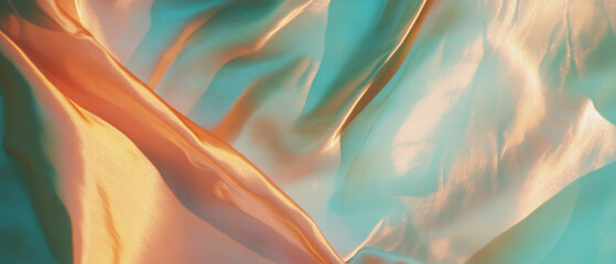 Fototapete - Elegant silk curtains with flowing drape enhancing interior decor aesthetics