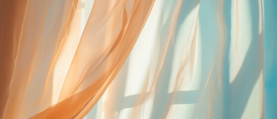 Poster - Elegant silk curtains creating a soft drape with graceful texture in natural light