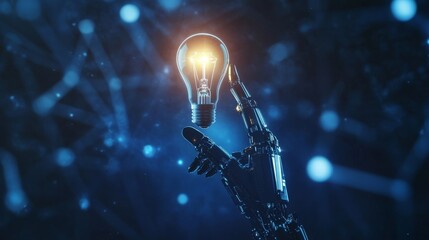 Poster - digital technology background. light bulb with a glowing digital. new idea concept. futuristic techn