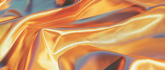 Aufkleber - Elegant silk curtains flowing gracefully in soft hues of gold and orange drape beautifully