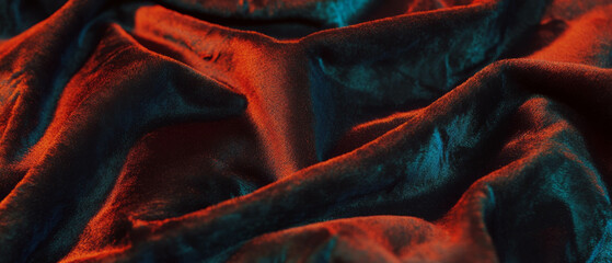 Poster - Rich silk velvet texture featuring a soft pile and vibrant colors in soft lighting