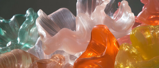 Poster - Exploring the intricate beauty of slumped glass textures and organic shapes in vibrant colors