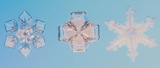 Poster - Delicate snowflakes showcasing intricate patterns and unique structures in winter's embrace