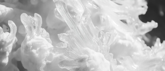 Poster - Intricate textures and patterns of delicate snowflakes in winter light
