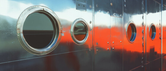 Aufkleber - Exploration of the metallic texture and reflective surfaces on space station hull panels