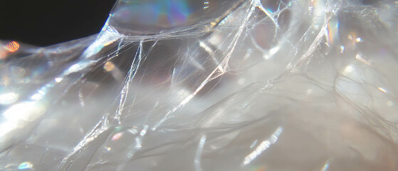 Poster - Exploring the intricate texture and sheen of spider silk threads in natural light