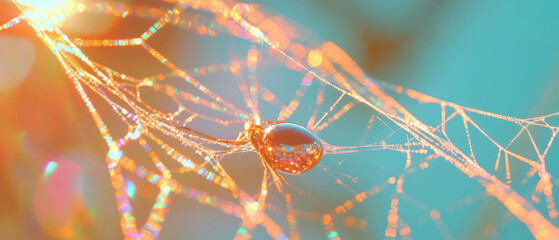 Poster - Exploring the delicate brilliance of spider silk threads under soft light