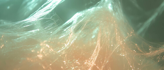 Poster - Intricate texture of shimmering spider silk with delicate threads glistening under light