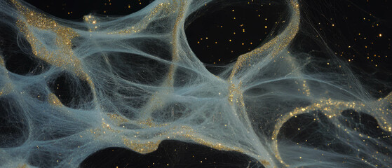 Poster - Intricate spiderweb design featuring delicate textures and shimmering gold highlights