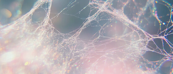 Poster - Delicate beauty of spiderwebs with shimmering texture and intricate threads
