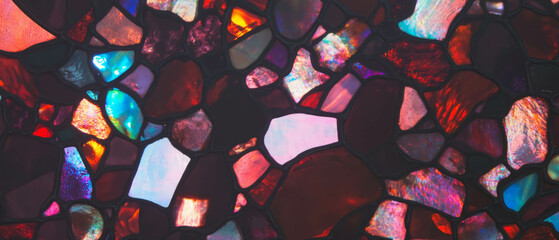 Aufkleber - Intricate stained glass design featuring vibrant colors and unique textures