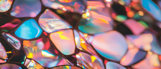 Poster - Vibrant stained glass showcasing intricate patterns and colors in stunning detail