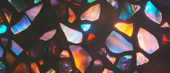 Poster - Vibrant stained glass texture with intricate patterns showcasing a spectrum of colors