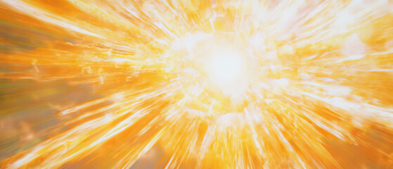 Poster - Bright yellow sun radiating energy with dynamic, textured rays in a vibrant display