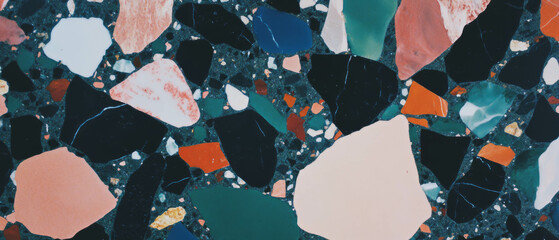 Poster - Unique Terrazzo pattern showcasing vibrant colors and fragmented shapes in a modern design