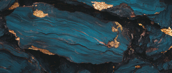 Aufkleber - Unique tree bark texture with organic patterns and striking gold accents
