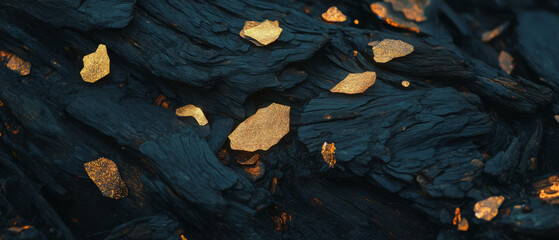 Aufkleber - Exploring the intricate textures of tree bark with unique organic patterns and gold glitter