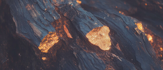 Aufkleber - Exquisite tree bark texture highlighting bold organic patterns and shimmering gold accents