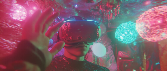 Poster - Exploring immersive virtual reality with vibrant textures and interfaces