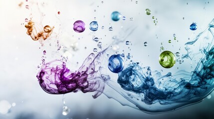 Aufkleber - Abstract ink droplets diffusing into soft smoky shadows digital art colorful dynamics contemporary environment aesthetic view