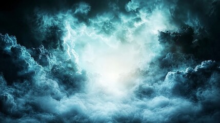 Fototapete - Dynamic glowing frames of abstract mists dissolving in ethereal clouds nature digital art atmospheric aerial perspective