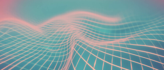 Poster - Fluid movement of wavy lines and distorted grids creates a dynamic visual experience
