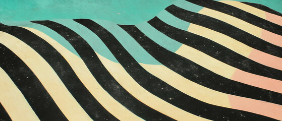 Aufkleber - Wavy lines and geometric shapes create a vibrant texture of contrast and movement