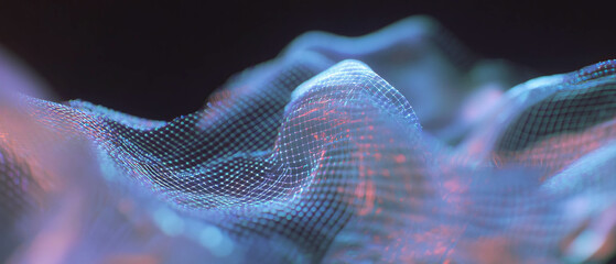 Poster - Fluid movement of wavy lines and distorted grids creating an abstract texture