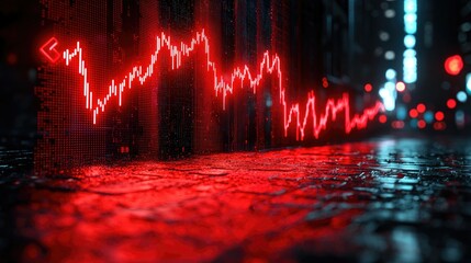 Poster - Red Stock Market Data Displayed On City Street