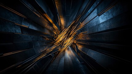 Leinwandbilder - Dynamic abstract lines converging in striking contrast digital art modern aesthetic dark and light eye-level view