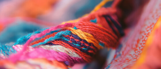 Poster - Exquisite woven fabric showcasing colorful threads and intricate patterns