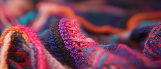 Poster - Woven fabric showcasing vibrant colors and intricate patterns in textile design