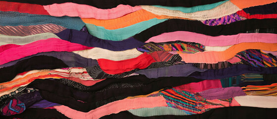Poster - Intricate woven ribbons create vibrant patterns and textures on textured surfaces