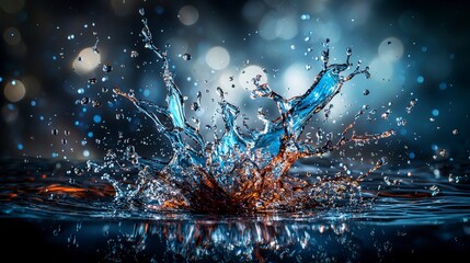 Poster - Ethereal liquid fragments exploding in dark surroundings abstract water splash photography mystical environment