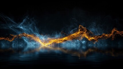 Poster - Dark flowing pulses cutting through the fabric of reality abstract art digital design nighttime wide-angle conceptual vibes