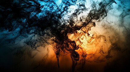 Aufkleber - Dynamic ink patterns merging in translucent shades abstract visual art fluid environment creative concept