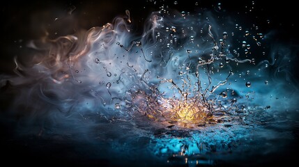 Poster - Ethereal water splash tranquil studio high-resolution photography dark wisps of thought artistic viewpoint